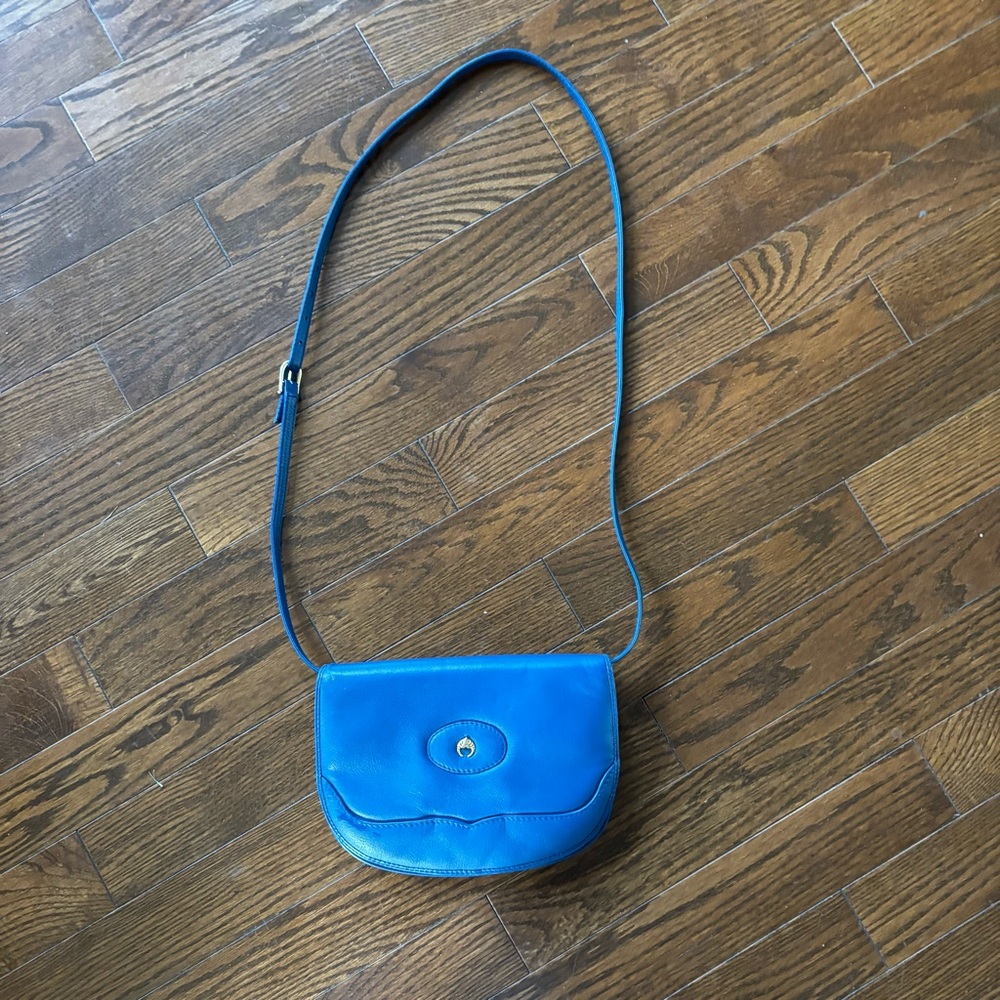 Vintage Blue Leather Crossbody Bag